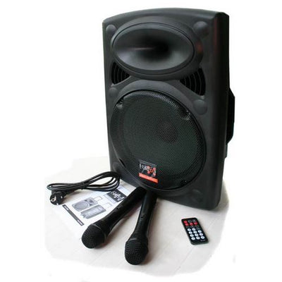 Portable 12" Speaker Laser Light Party Set W/ Battery Bluetooth Sound System 2 Mics Disco Light