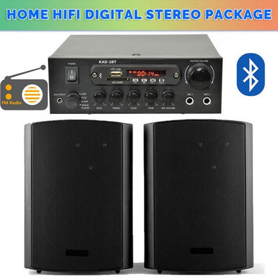 Hifi Digital Stereo Amplifier with 6.5" Inch Wall Speakers Bundle BT SD FM Class D 120w