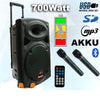 12" inch 700w Portable Bluetooth PA Speaker + 2 Wireless Microphones + Mic Stands