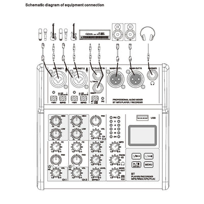 SE-8 Live Audio Mixer 8 Channel Mixer incl. USB Bluetooth Soundcard Phantom Power