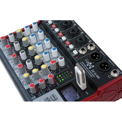 SE-6 Live Audio Mixer 6 Channel Mixer incl. USB Bluetooth Soundcard Phantom Power