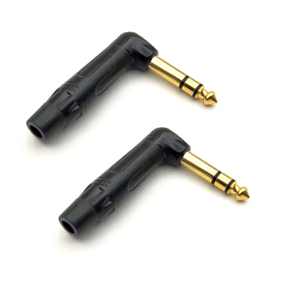 Primeum 1/4" Guitar jack 6.35mm TS TRS 90° L-shaped Right Angle Plug Stereo or Mono