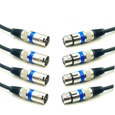 4 Pack 10m 3-Pin XLR Male to Female Balanced Cable Microphone Mic Cord Black Australian Made