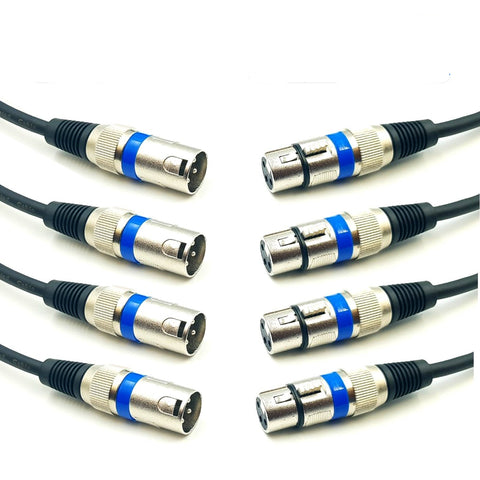 4 Pack 50cm 3-Pin XLR Male to Female Balanced Cable Microphone Mic Cord Black Australian Made