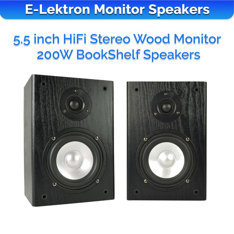 2-Way 160w Home Hifi Stereo Bookshelf Wooden Speakers Pair Wall Mountable