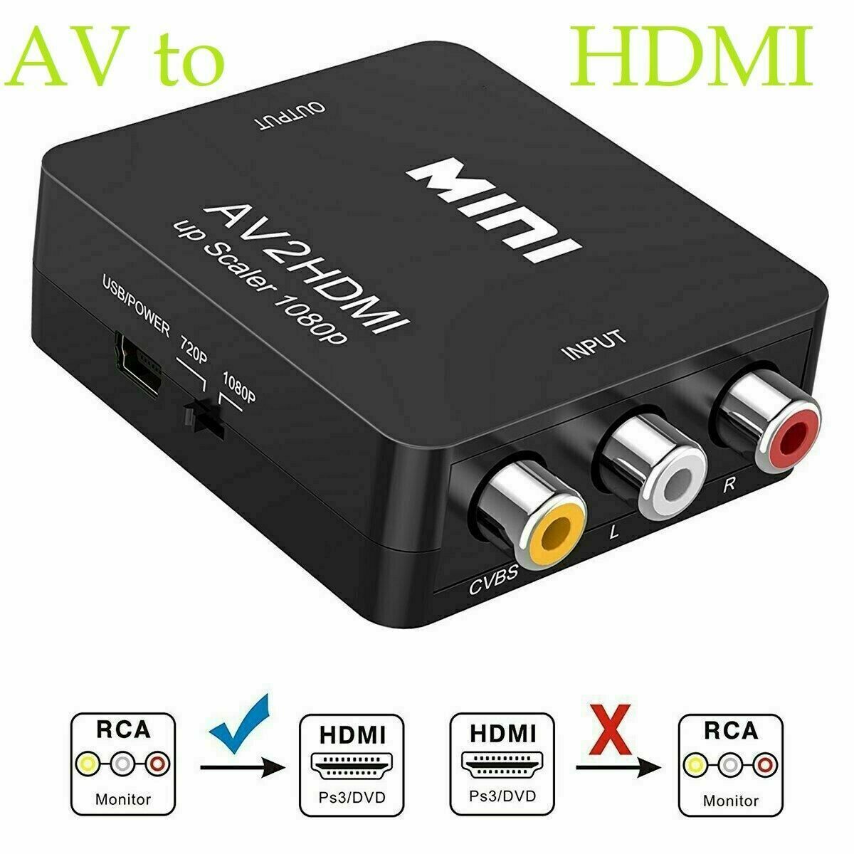 Wii to HDMI Converter Adapter 1080p Output Video 3.5mm Audio With 2M HDMI  Cable 