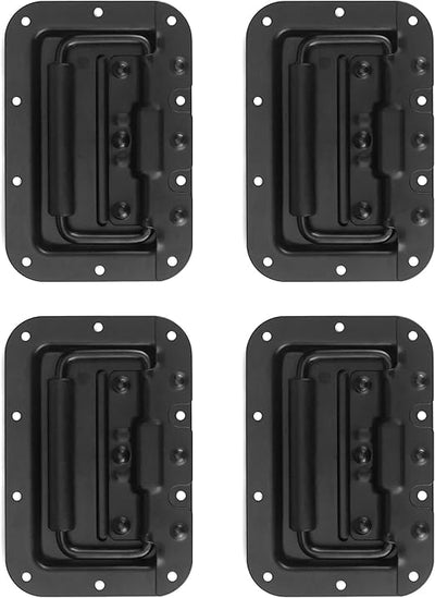 4x Heavy Duty Recessed Spring Handle Steel Black for Rack Flight Road Case