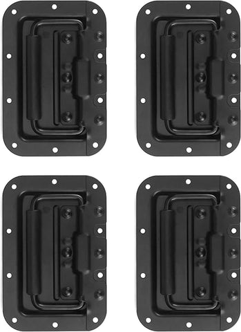 4x Heavy Duty Recessed Spring Handle Steel Black for Rack Flight Road Case