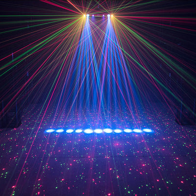 CR Dynamic Light Effect with RGBAW LED matrix, Black Light, Red Greed laser & Strobe