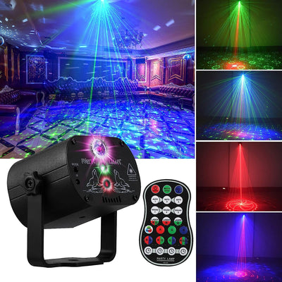 Portable 12" Speaker Laser Light Party Set W/ Battery Bluetooth Sound System 2 Mics Disco Light