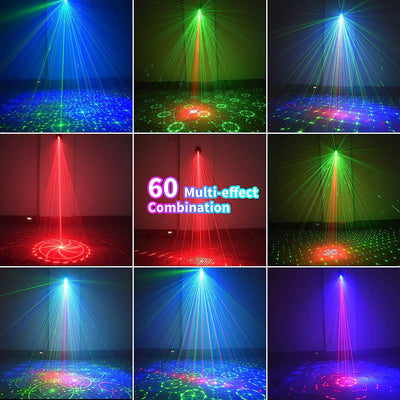 Portable 12" Speaker Laser Light Party Set W/ Battery Bluetooth Sound System 2 Mics Disco Light