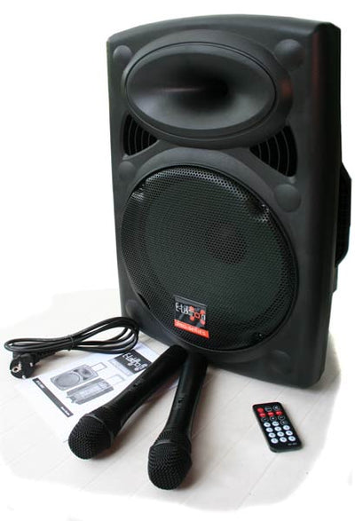 2x 12" Inch 1500w Bluetooth Portable Sound System + Active Speaker Battery Operate USB Record + 2 Microphones