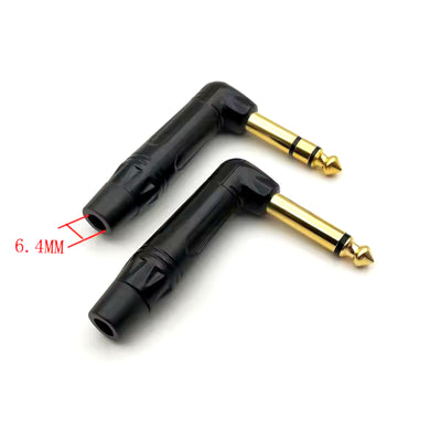 Primeum 1/4" Guitar jack 6.35mm TS TRS 90° L-shaped Right Angle Plug Stereo or Mono