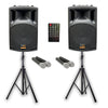 PA Package with 1x 15" Subwoofer 2x 12" Portable Speaker UHF Mics and Stands