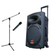 10" inch 500w Portable Bluetooth PA Speaker + 1 Wireless Microphone + Mic Stand