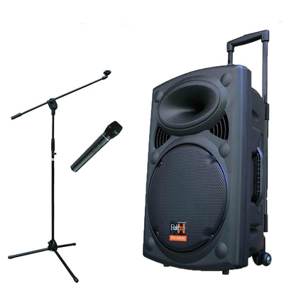 10" inch 500w Portable Bluetooth PA Speaker + 1 Wireless Microphone + Mic Stand