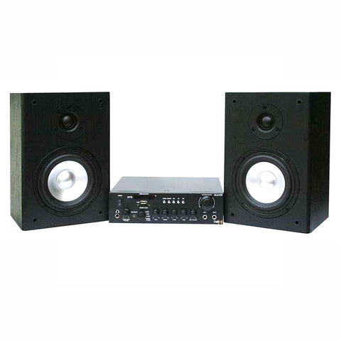 Hifi Bluetooth Amplifier with Home Stereo Bookshelf Wooden Monitor Speakers Pair & Cables