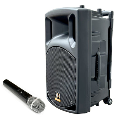 10" Inch 500w Bluetooth Linkable Portable Compact PA Speaker Sound System Recording + 1 Wireless Mic