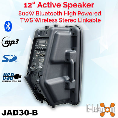 1600w 2x 12" Inch Karaoke Set Powered Bluetooth TWS Speakers + 2 UHF Mics + Stands