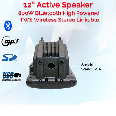 2x 12" Inch 1600w Active TWS Bluetooth Linkable Speaker Set Digital PA Sound System + Stands