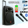 2x 15" Inch Bluetooth Portable Speakers 1800w Sound System Battery Operate USB Record 2 Microphones