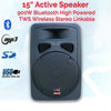 15" Inch Bluetooth Speaker Set + 2 Tuneable UHF Microphones + Party Light + Mic Stands