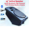 2x15" Inch Karaoke Set 1800w Powered Bluetooth TWS Speakers + 2 Tuneable UHF Wireless Microphones + Stands