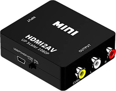 AV RCA to HDMI or HDMI to AV RCA Adapter Audio Video Converter for Composite Upscaling or Digital Downscaling