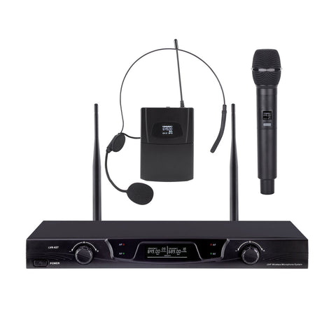 Dual Wireless Microphone System Choose Headset Handheld Lavalier Mic 2x Cordless System