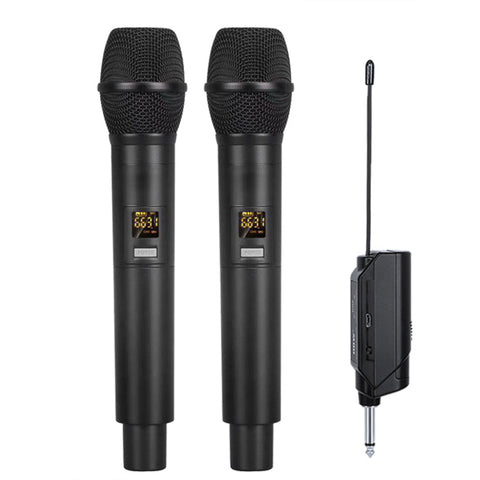 2 Wireless Handheld Microphone System Variable 20 UHF Channels  Rechargeable Mini Plug Receiver