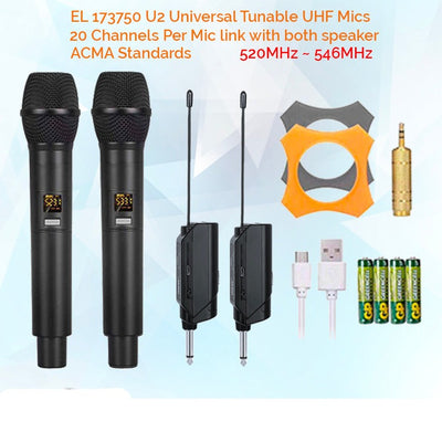 2x15" Inch Karaoke Set 1800w Powered Bluetooth TWS Speakers + 2 Tuneable UHF Wireless Microphones + Stands