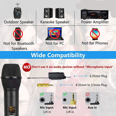 15" Inch Bluetooth Speaker Set + 2 Tuneable UHF Microphones + Party Light + Mic Stands