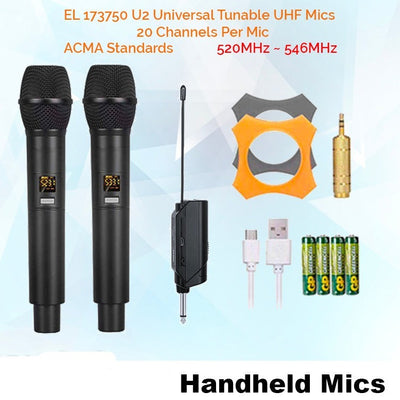 15" Inch Bluetooth Speaker Set + 2 Tuneable UHF Microphones + Party Light + Mic Stands