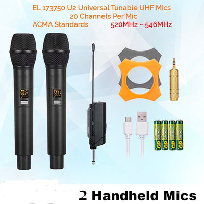 12" Inch Bluetooth Speaker Set + 2 Tuneable UHF Microphones + Party Light + Mic Stands