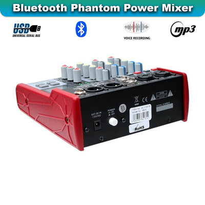 SE-4MM 4 Channel USB Bluetooth Audio Mixer Phantom Power with Condenser Mic