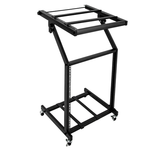 12U + 13U Studio Rolling 25U Rack Stand Cart for Mixer Music Booth DJ Lectern on wheels