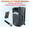 10" Inch 500w Bluetooth Linkable Portable Compact PA Speaker Sound System Recording + 1 Wireless Mic