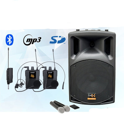 700w 12" Inch Bluetooth Wireless Linkable Portable PA Speaker Sound System + 2 UHF Handheld +2 Headset Mics