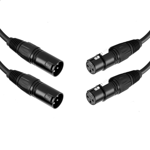 2x 10m 3-Pin XLR Male to Female Balanced Cable Microphone Mic Cord Black