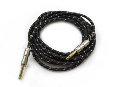 3M 6M 10M Black Classic Braided Tweed Guitar Lead Gold Jack Instrument Cable 1/4 6.35mm