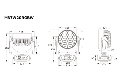 Event Lighting M37W20RGBW - 37x 20 W RGBW Wash Zoom Moving Head with Pixel Control