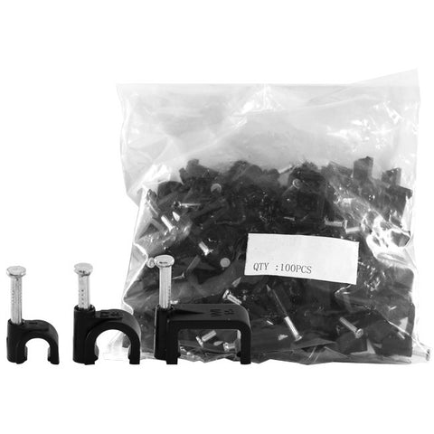 8RCCB 8MM CABLE CLIP TO SUIT RG6QUAD CABLE ROUND BLACK 100PACK WL6104LB