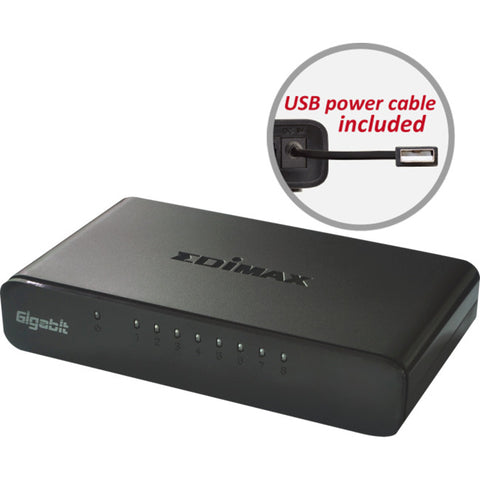 ES5800G 8 PORT GIGA DESKTOP SWITCH OPTIONAL USB POWER EDIMAX ES-5800G V3