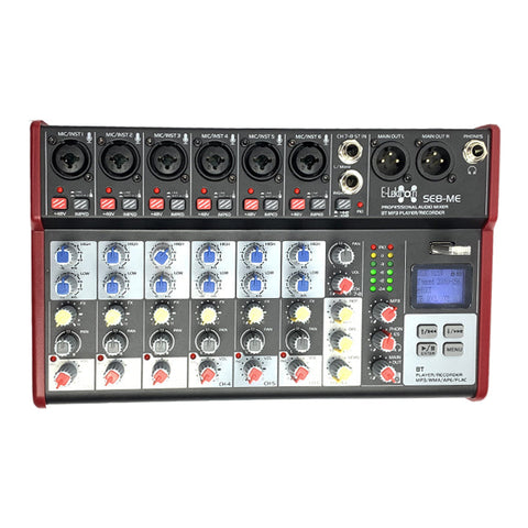 SE-8 Live Audio Mixer 8 Channel Mixer incl. USB Bluetooth Soundcard Phantom Power