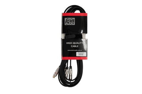 Event Lighting 2RCA2RCAF5EL - 5m 2x RCA Male to Female Signal Lead - Red and Black Ring