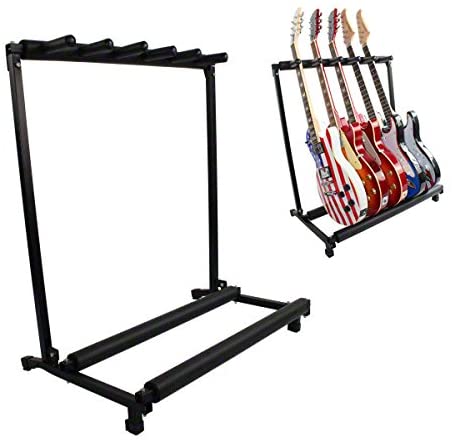 5 Guitar Stand Multiple Five Instrument Display Rack Folding Padded Organizer Electric Or Acoustic