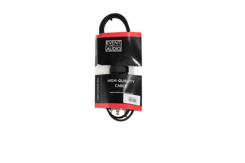 Event Lighting 2J2RCA1.5EL - 1.5m 2x Jack Male to 2x RCA Male Signal Lead - Red and Black Ring