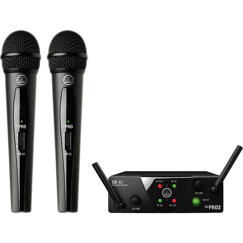 WMS40MINIDUALHT DUAL MIC RECEIVER W/ TWO MICS 2X H-HELD 660.7 & 662.3MHZ AKG WMS-S40DVA/C