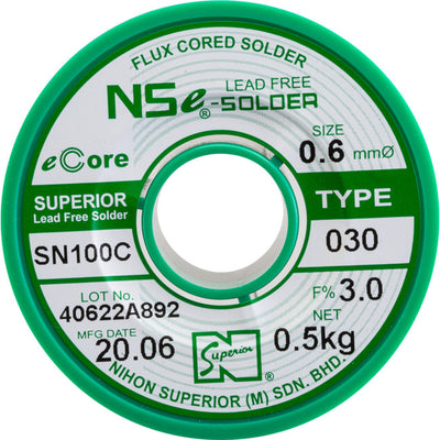 LF0.6SN100C.5K 0.6MM LEAD FREE SOLDER 500G NIHON SUPERIOR SN100C NIHON SUPERIOR SN100C060030500G