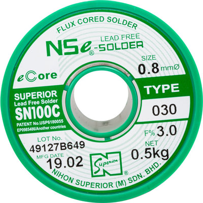 LF0.8SN100C.5K 0.8MM LEAD FREE SOLDER 500G NIHON SUPERIOR SN100C NIHON SUPERIOR SN100C080030500G